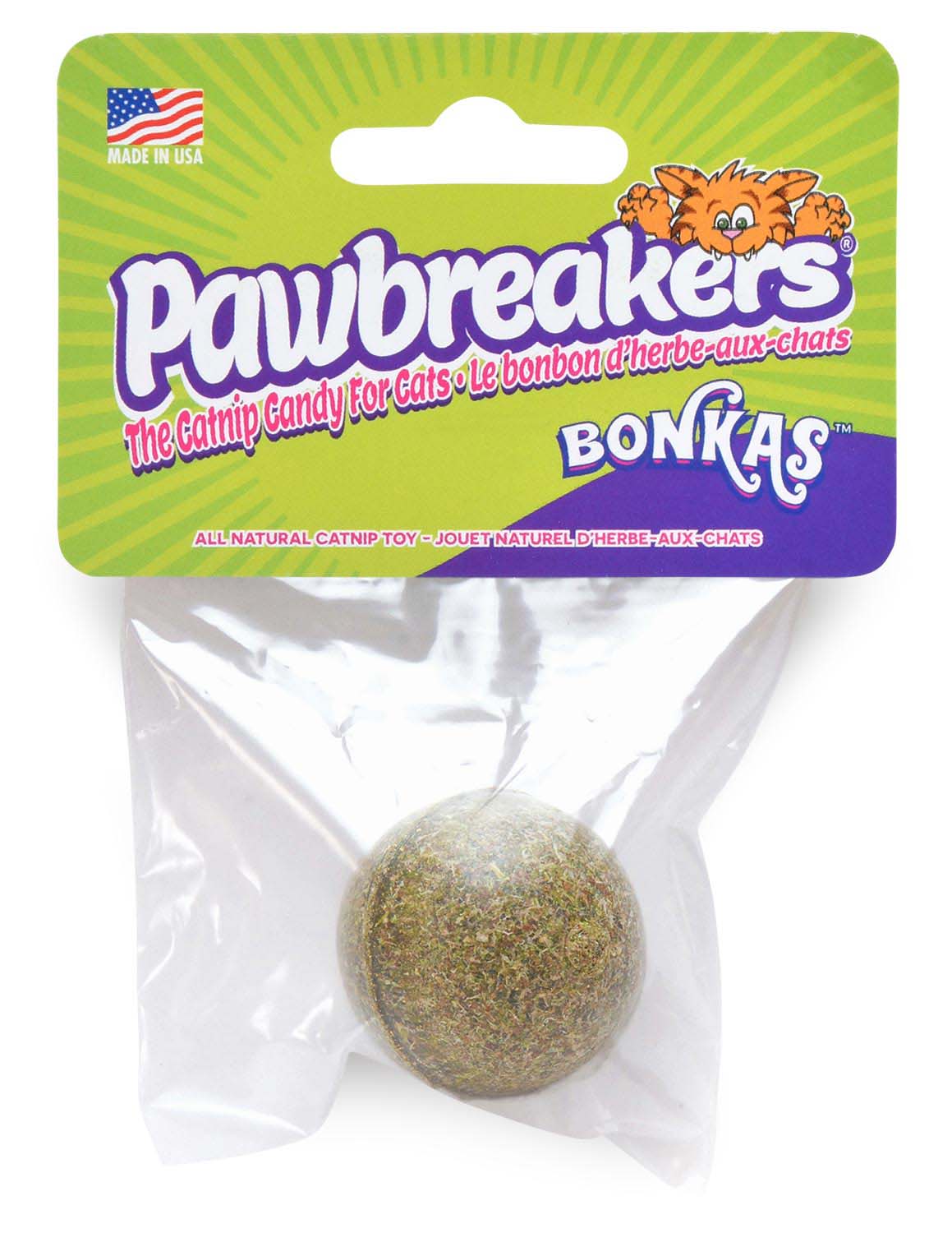 Pawbreakers Bonkas Catnip Candy Ball Cat Toy - Edible Catnip Treat & Toy