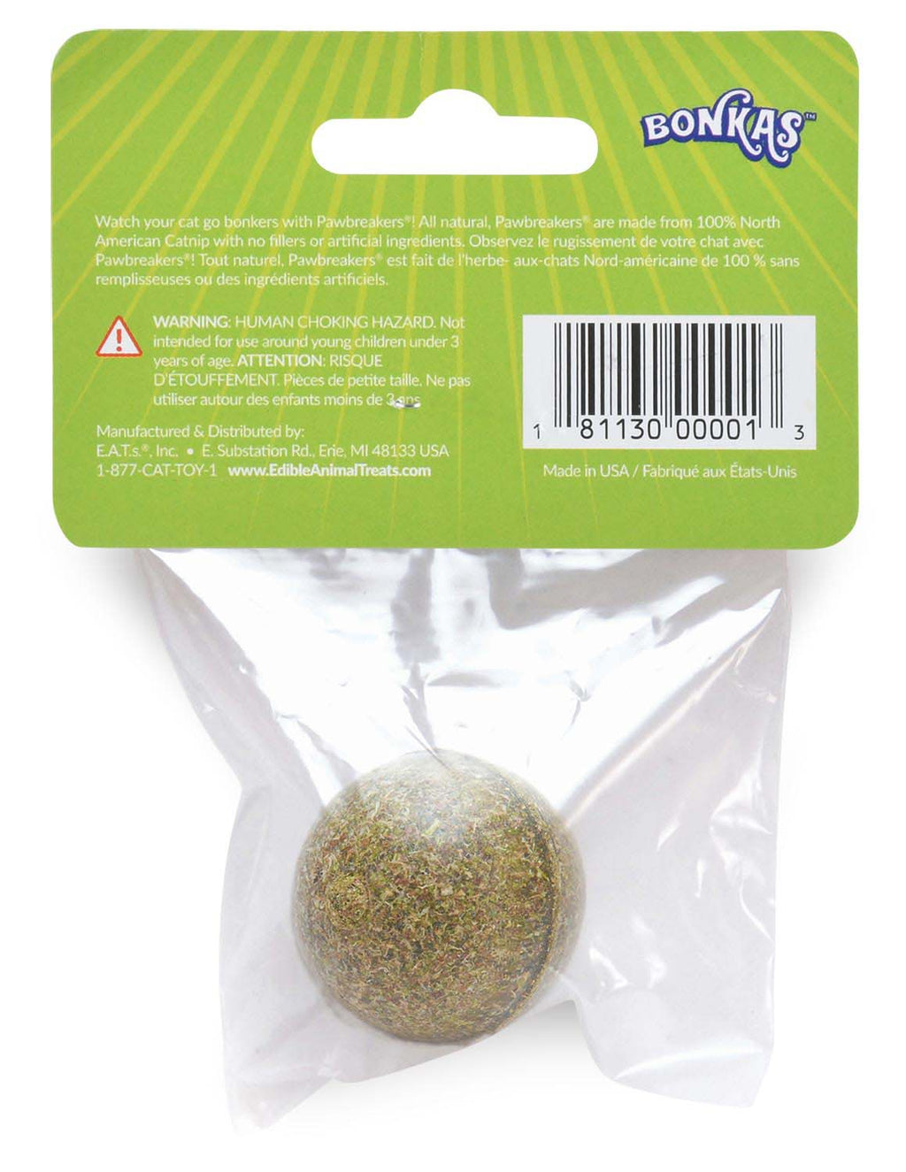 Pawbreakers Bonkas Catnip Candy Ball Cat Toy - Edible Catnip Treat & Toy