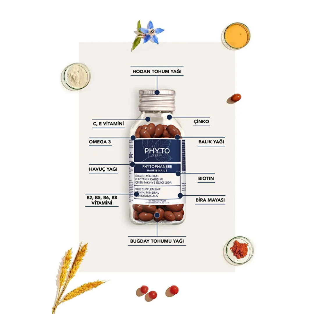 Phyto Phytophanere Dietary Supplement for Hair and Nails 2x120 Capsules