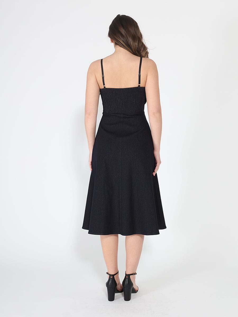 Gracia Fashion Women's Pleated Detail Strap A-Line Dress