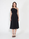 Gracia Fashion Women's Pleated Detail Strap A-Line Dress