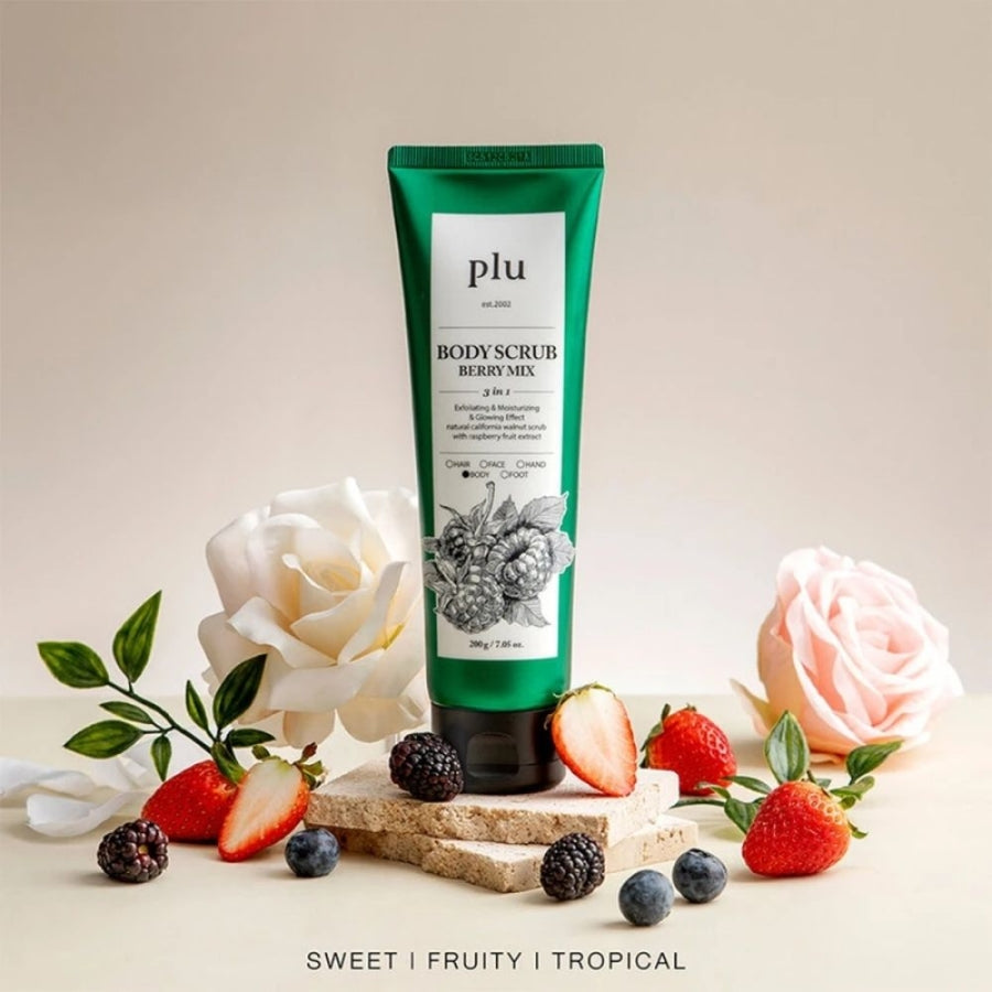 Plu Original Body Scrub Berry Mix Smoothing Exfoliator 200g