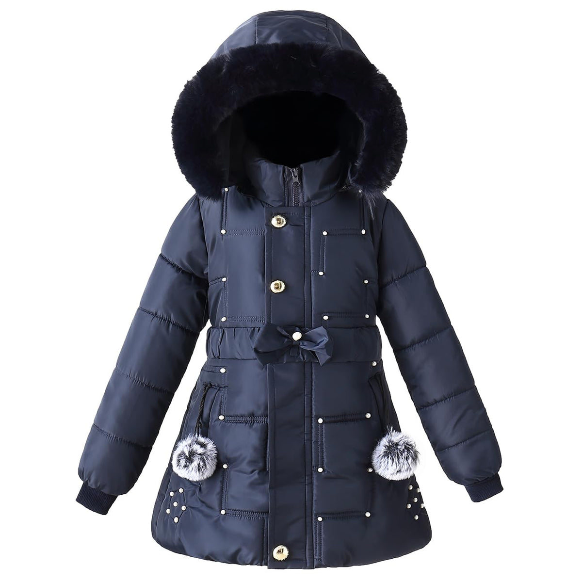 Podgina Girls Winter Puffer Coat | Dark Blue | 3T-4T - # GIAA21210031