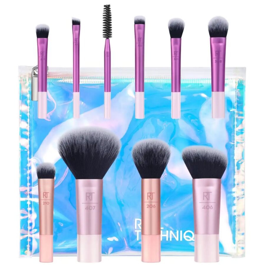 Real Techniques Mini Travel Brush Set with Makeup Bag 10 Pieces