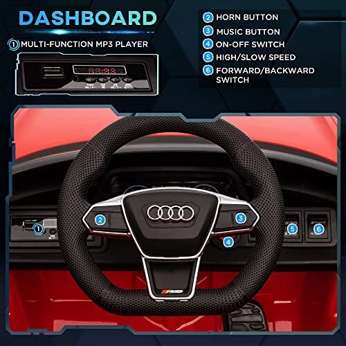 Red Audi 12V Ride On Car with Remote Control for Boys Ages 3-5