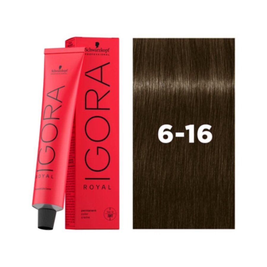 Igora Royal Permanent Hair Color 6.16 Dark Blonde Cendre Chocolate 60ml