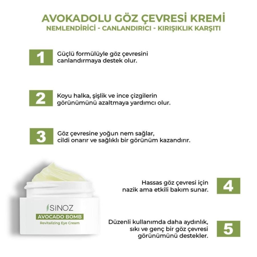 Sinoz Avocado Bomb Revitalizing Eye Cream for Fine Lines 15ml