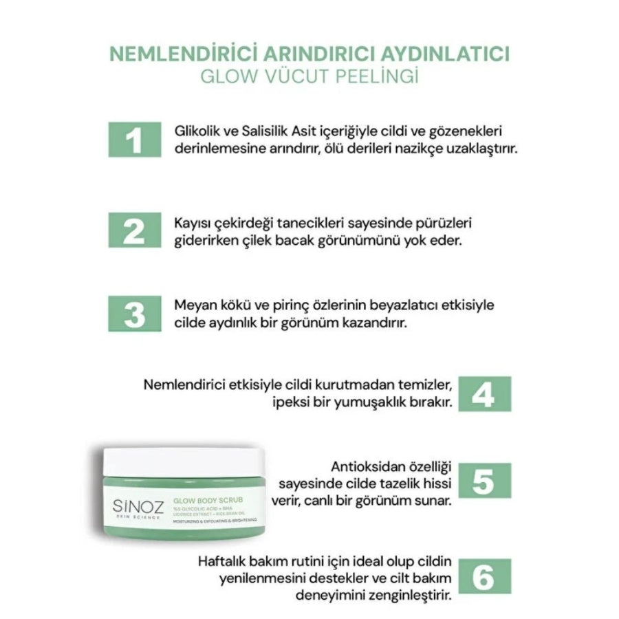 Sinoz Glow 5% Glycolic Acid Body Scrub for Radiance 200g