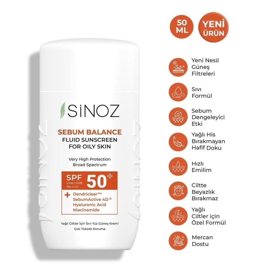 Sinoz SPF 50 Sebum Balancing & Brightening Face Sunscreen 50ml