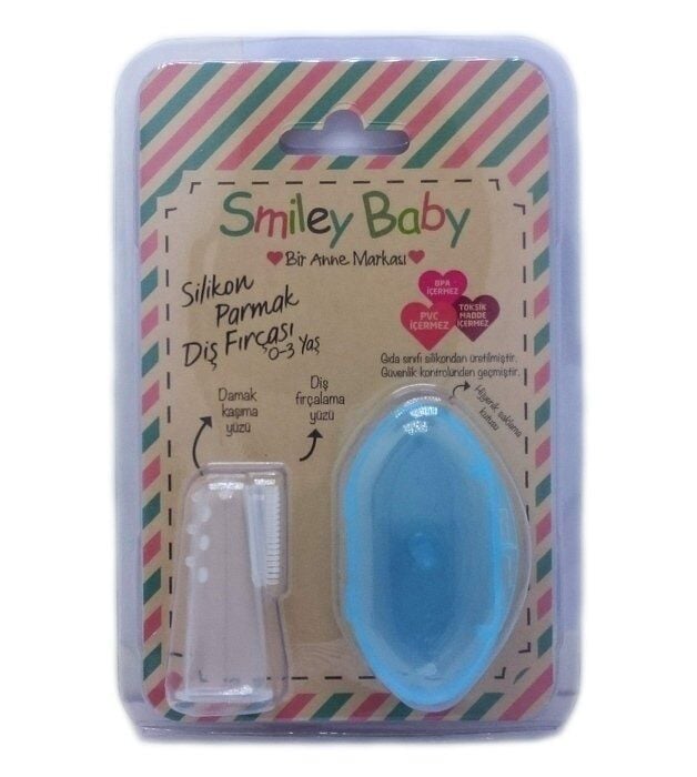 Biosmile Smiley Baby Silicone Finger Toothbrush Blue 0-3 Years