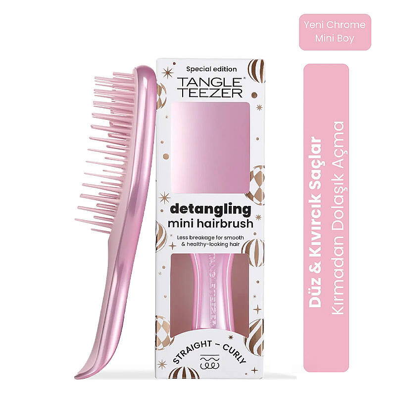 Tangle Teezer Mini Ultimate Detangler Satin Pink Chrome Brush