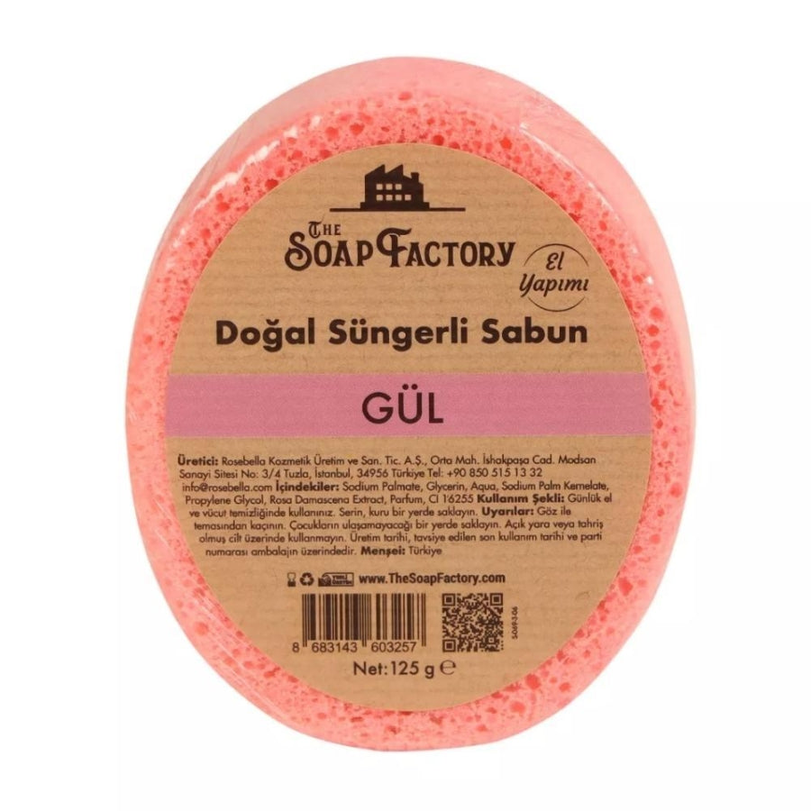 The Soap Factory Natural Sponge Rose Soap for Gentle Cleansing 125g