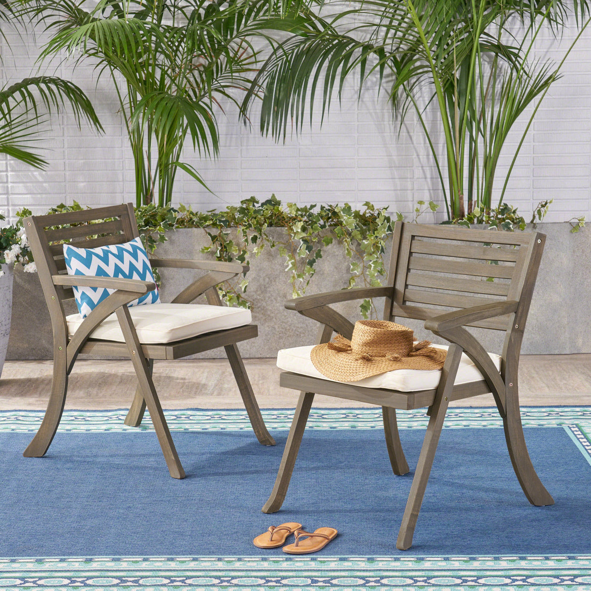 Helen Outdoor Acacia Wood Dining Chair