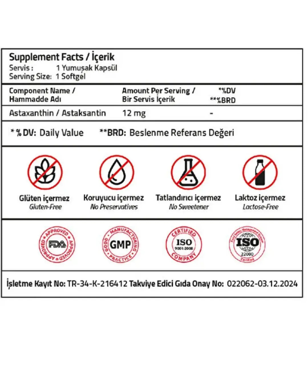 Validus Astaxanthin 12 mg Dietary Supplement 30 Softgels