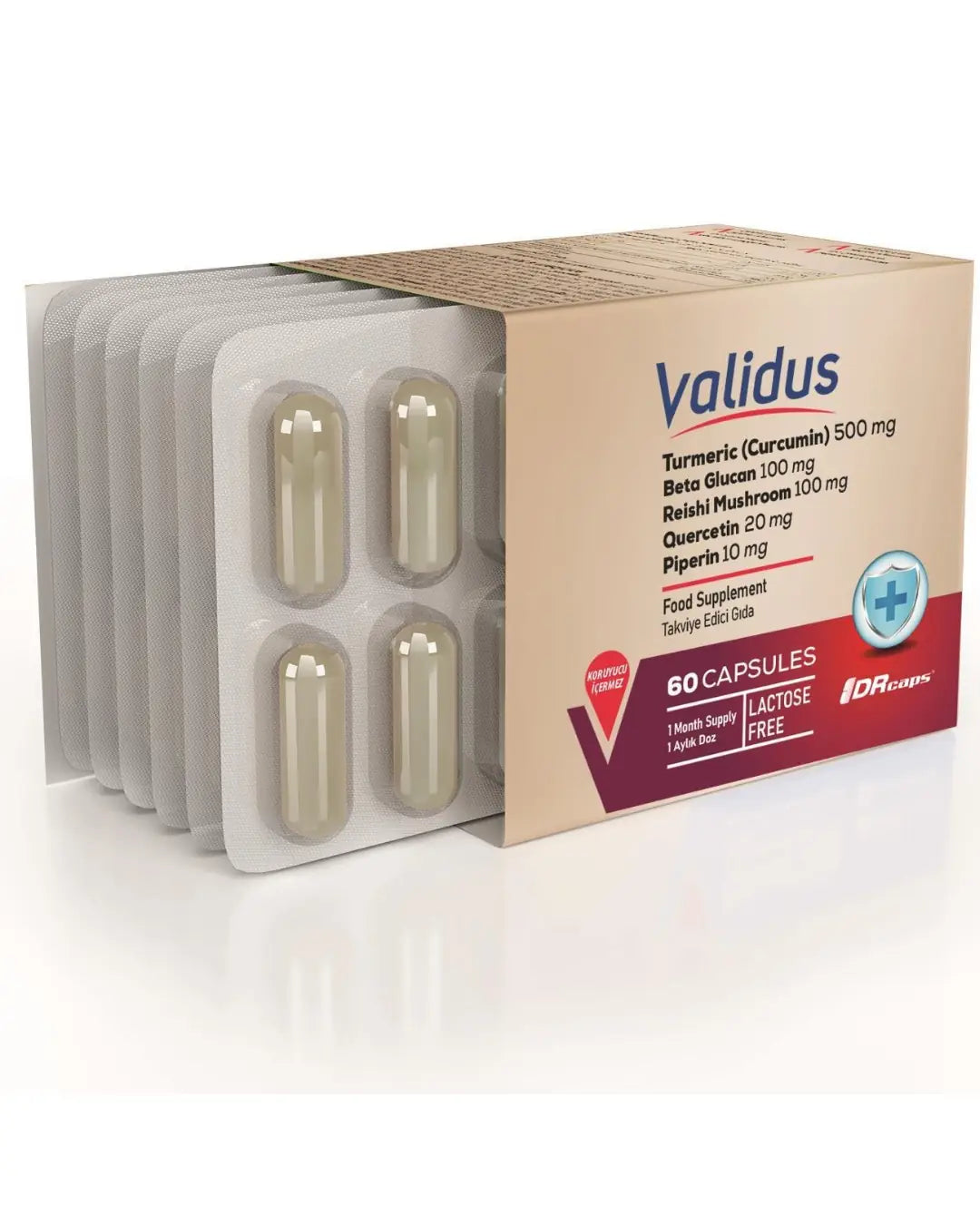 Validus Curcumin 500 mg Complex with Reishi & Moringa 60 Capsules