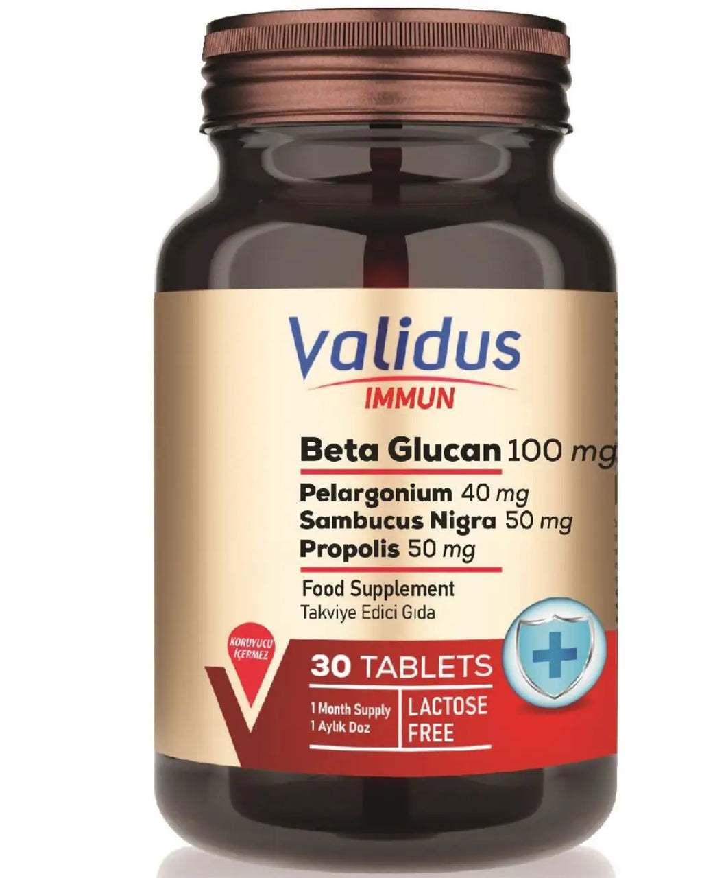 Validus Immun Beta Glucan & Sambucus Nigra Supplement 30 Tablets