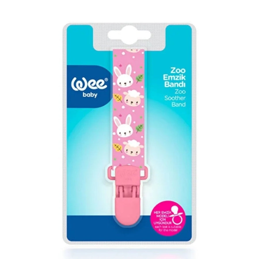 Wee Baby Zoo Pacifier Clip Pink for Secure Attachment