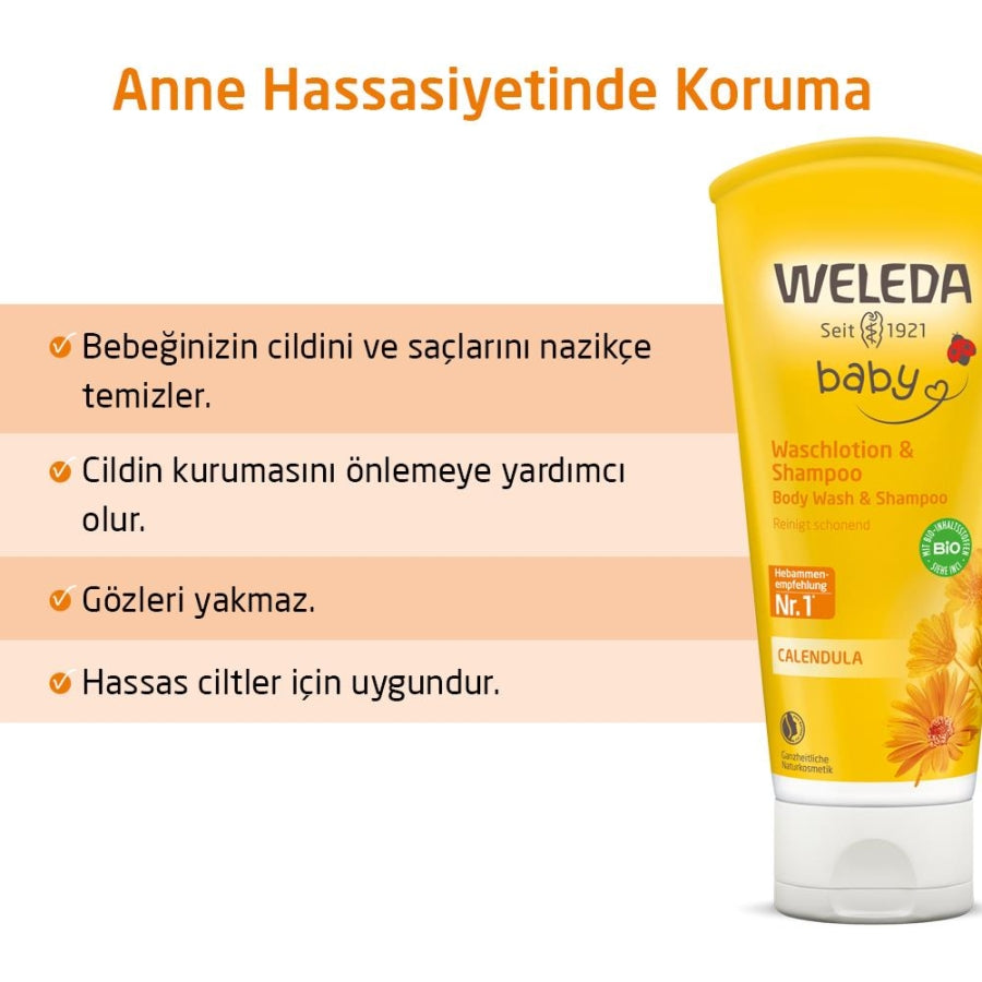 Weleda Baby Calendula Shampoo and Body Wash Twin Pack 2 x 200ml