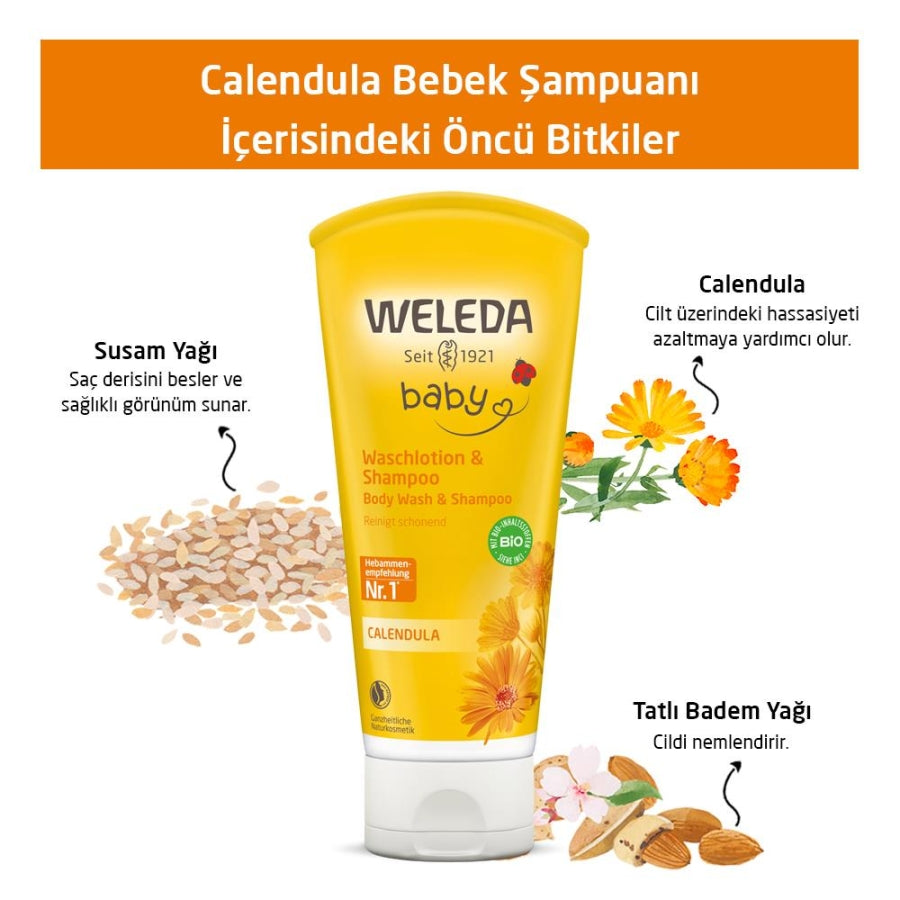 Weleda Baby Calendula Shampoo and Body Wash Twin Pack 2 x 200ml