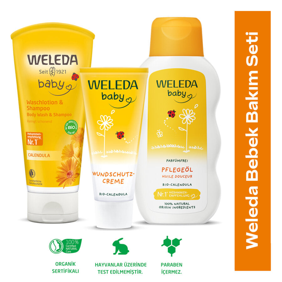 Weleda Calendula Baby Care Set for Sensitive Skin 3-Piece Kit