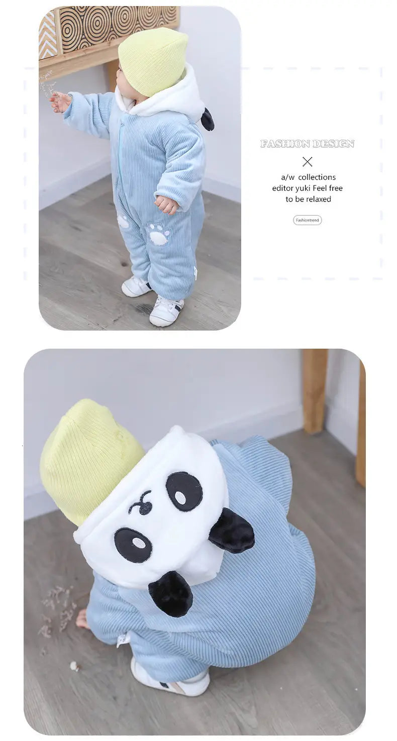 Winter Panda Baby Hoodie Jumpsuit | For Newborns - M# BAAA21110063