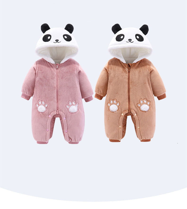 Winter Panda Baby Hoodie Jumpsuit | For Newborns - M# BAAA21110063