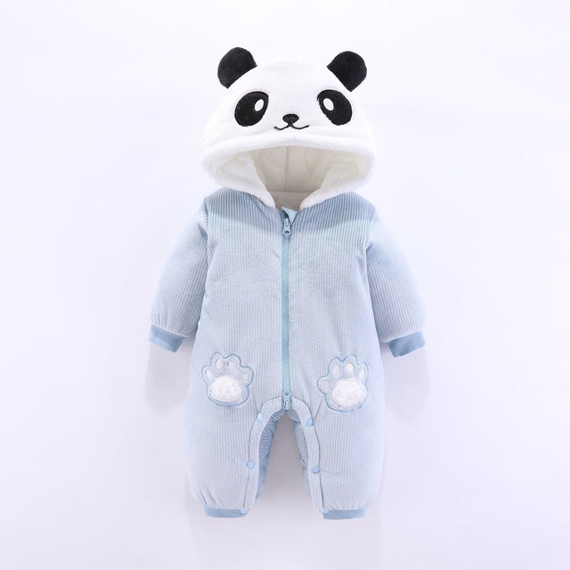 Winter Panda Baby Hoodie Jumpsuit | For Newborns - M# BAAA21110063