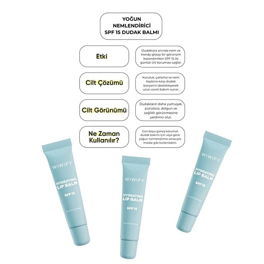 Wiwify Hydrating Lip Balm SPF 15 Glossy Finish 15 ml