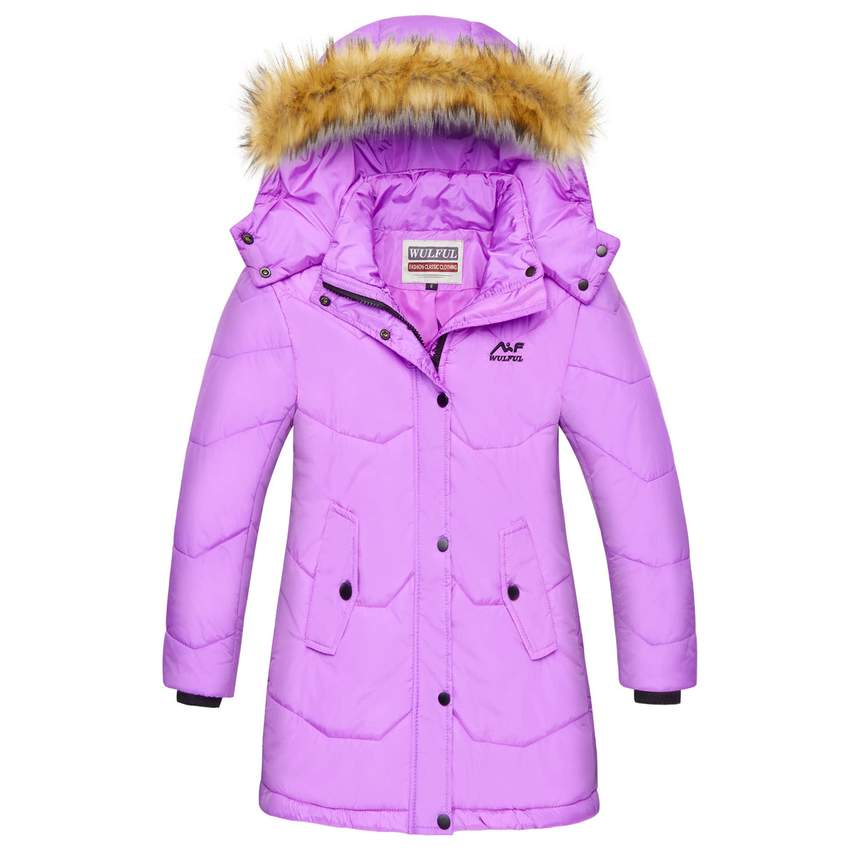 WULFUL Girls Winter Puffer Jacket | Purple | 14 Years - # GIAA22210010