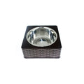 Zampa Square Wicker Single Pet Food and Water Bowl Large Brown