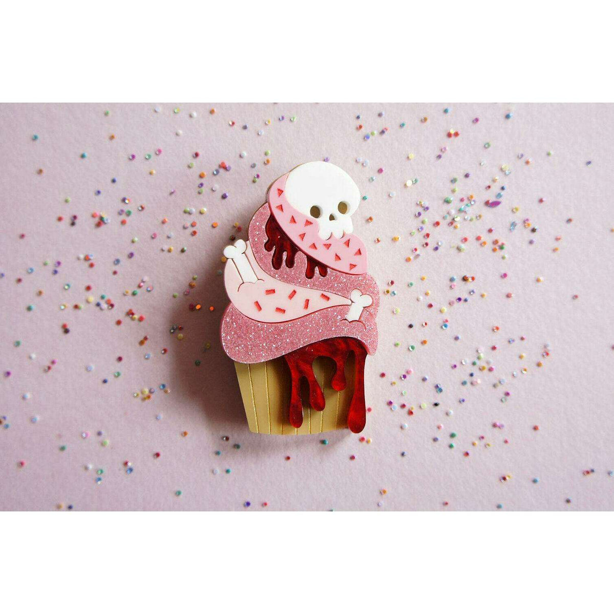 Zombie Cupcake Halloween Brooch by Laliblue | PRE-ORDER SHIPS IN 2-3 WEEKS